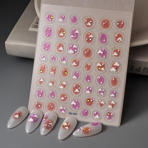Autocollants À Ongles En Relief 5D Dégradé Nuages Étoiles Strass 3D Décalcomanies Nail Art Imperméables Charmant DIY