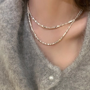 Collier Ras Du Cou Perles Cubiques Polygonales Géométriques Cuivre Minimaliste Couleur Argent Bijoux Pour Femmes