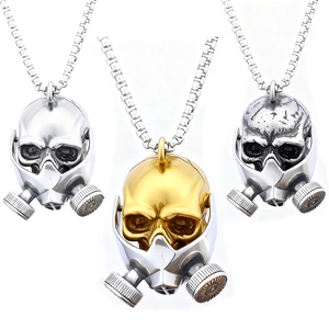 Retro Stainless Steel Skull Gas Mask Pendant Necklace For Men Punk Rock Industrial Hip Hop Gothic Jewelry Gift Cool