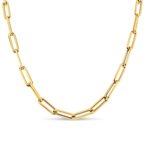 Collier chaîne trombone en or poli avec des maillons rectangulaires minimalistes