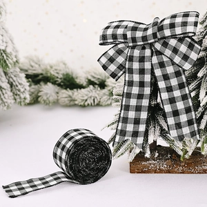 Christmas Buffalo Plaid Ribbon Roll Polyester Lattice Fabric Ribbons For Christmas Tree Gift Wrapping DIY Craft Holiday Decor