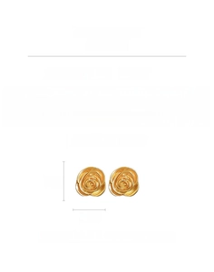 Macro shot of gold rose earrings featuring alloy flower heads and silver needles