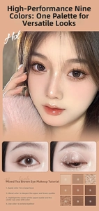 Vista detallada de la paleta de sombras de 9 colores con texturas mate y brillantes