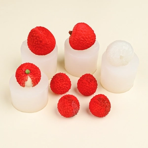 Realistic 4-cavity lychee silicone mold for realistic fruit mousse cakes and resin crafts