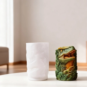 3D T-Rex embossed silicone mold for DIY scented candles and handmade soap making