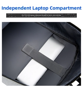 Detail of internal laptop compartment with padded sleeve for a 15.6 inch notebook