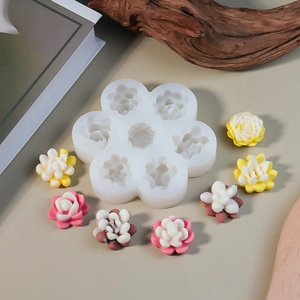 3D multi-hole succulent cactus silicone mold for flower crafts with seven unique designs