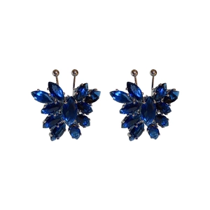 Orecchini a farfalla in argento con cristalli blu e zirconi cubici scintillanti