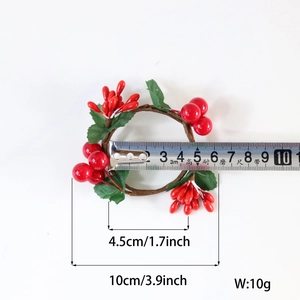 Red berry Christmas napkin ring showing 4.5cm inner and 10cm outer diameter size
