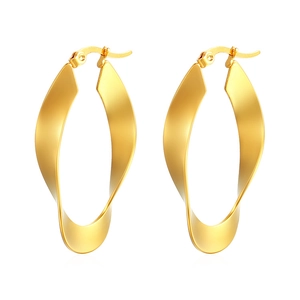 Minimalist 18K gold plated twisted irregular hoop earrings with a matte finish surface