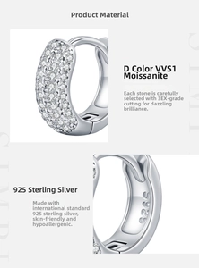 Détail de la boucle d'oreille en argent S925 avec moissanite couleur D VVS1 et poinçon