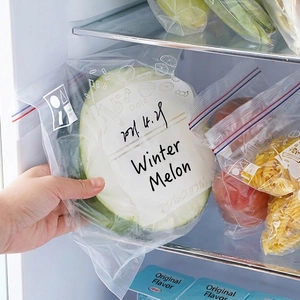Thickened double-seal transparent food storage bags with writing area for kitchen fridge