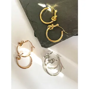 Knot Hoop Earrings 18K Gold Plated 316L Stainless Steel Anti Allergy Minimalist Fashion Jewelry For Women