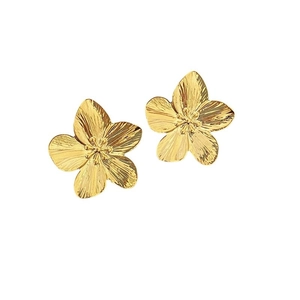 Vintage style gold flower stud earrings with sparkling crystals for a retro elegant look