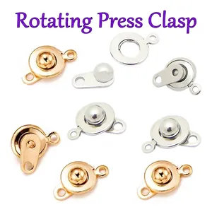 Stainless Steel Rotating Press Buckle Clasp Jewelry Connector For DIY Necklace Bracelet Making Findings Metallic Polish