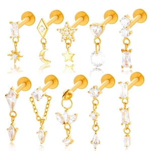 Titanium Alloy Lip Studs Zircon Internally Threaded Cartilage Earrings Body Piercing Jewelry For Women