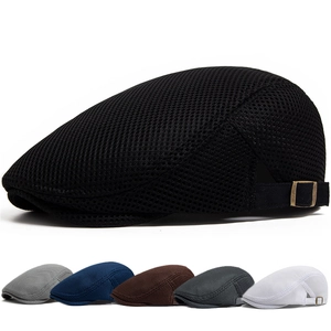 Breathable Mesh Beret Flat Cap Polyester Adjustable Side Buckle Lightweight Sunshade Outdoor Vintage For Men Women