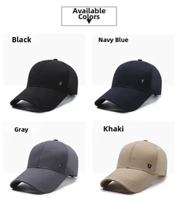 Mesh baseball cap color options in black, navy, grey, and khaki with metal shield logo