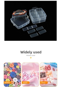 Detailed view of removable dividers in the 3-layer 18-grid plastic storage container