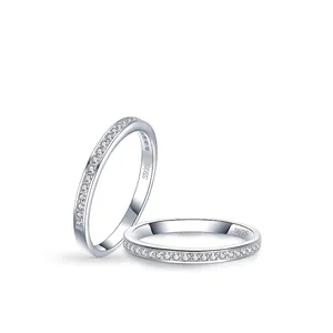 925 Sterling Silver Ring Micro Pave Round Zircon Minimalist Elegant Jewelry For Women Daily Wear Wedding Band
