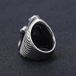 Vintage punk silver stainless steel rib cage skeleton ring in industrial style