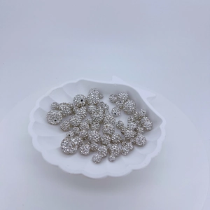 Sparkling silver cubic zirconia disco ball spacer beads for DIY jewelry and crafts