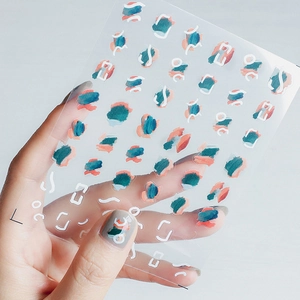 5D Thin Adhesive Nail Stickers Matte Abstract Art Hand-Painted Color Block DIY Manicure Decoration Decals