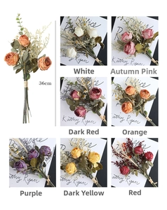 Detailed comparison of vintage silk roses and daisies in various colors at 36cm height