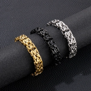 Men's hip hop V-shaped Byzantine chain bracelets in gold, silver and black stainless steel