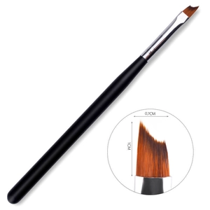 Angled Nail Art Brush For French Manicure Painting Drawing Synthetic Fiber With Wood Handle Black Professional Tool