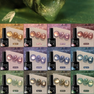 12 colors Dreamland Cat Eye Nail Gel set with 7.5ml bottles showing sparkling laser effects
