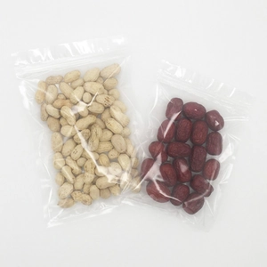 Transparent resealable bags for food storage containing peanuts and red dates