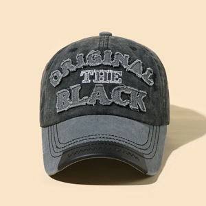 Vintage washed cotton baseball cap with ORIGINAL THE BLACK embroidery and distressed finish