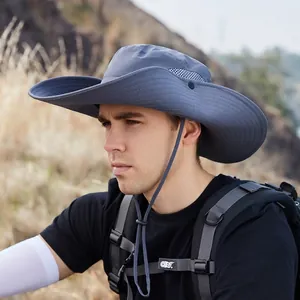 Herren Outdoor Sonnenhut mit breiter Krempe, atmungsaktivem Netz und verstellbarer Kordel