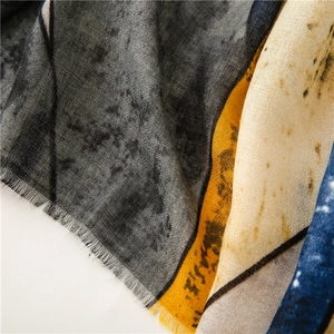 Detailed macro view of abstract ink print fabric texture with fine fringe edges