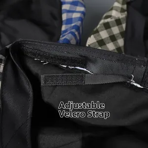 Detail view of the adjustable hook and loop strap inside the linen newsboy cap