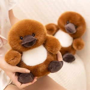 Cute Platypus Plush Toy Soft Simulation Long Hair Animal Doll For Kids Children Birthday Gift Home Decor Brown