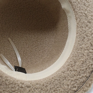 Internal view of wool felt fedora showing the adjustable strap and sweatband