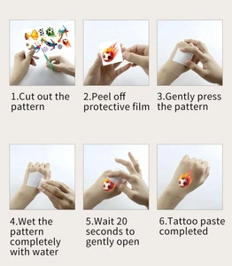 Detailed step-by-step instructions for applying soccer-themed temporary tattoos