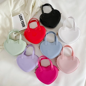 Heart Shaped Mini Handbag Shiny Patent Leather Crossbody Bag With Gold Chain Strap And Top Handle For Women
