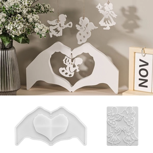 Heart Hand Gesture Angel Pendant Silicone Mold DIY Resin Casting Gypsum Plaster Craft Home Decoration Ornament