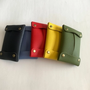 Litchi pattern leather tissue pouch set in black blue red yellow and green with snaps