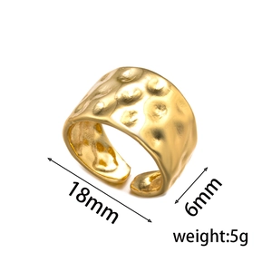 Minimalist golden hammered texture open ring with 6mm width and 18mm inner diameter