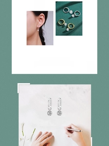Detailed view of S925 sterling silver hoop earrings with sparkling zircon drop pendants
