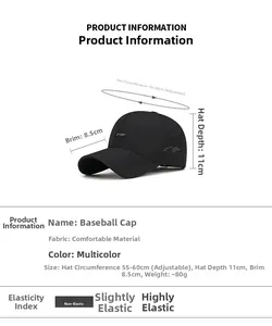 Detailed view of black quick-dry sport baseball cap with side laser-cut ventilation holes