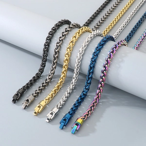 Wheat Chain Necklace Stainless Steel Geometric Fashion Jewelry With Rotating Clasp For Men Women Trendy Accessories