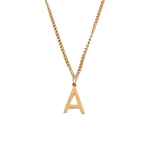 Minimalist 18k gold plated Curb chain necklace featuring a bold capital letter A pendant