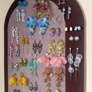 Fabric Flower Tassel Dangle Earrings With Silver Earring Post Zircon Crystal Chiffon Summer Vacation Style For Women