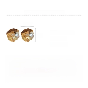Detailed size chart for gold flower earrings made of copper and sparkling zircon