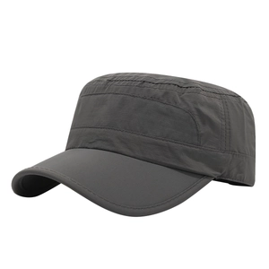 Quick-dry waterproof flat top military cap in dark grey for outdoor sports and hiking